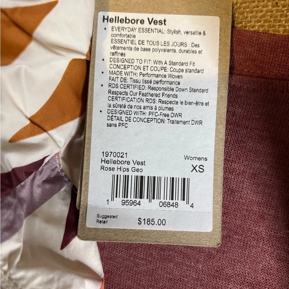NWT Prana Puffer Hellebore Vest xsmall